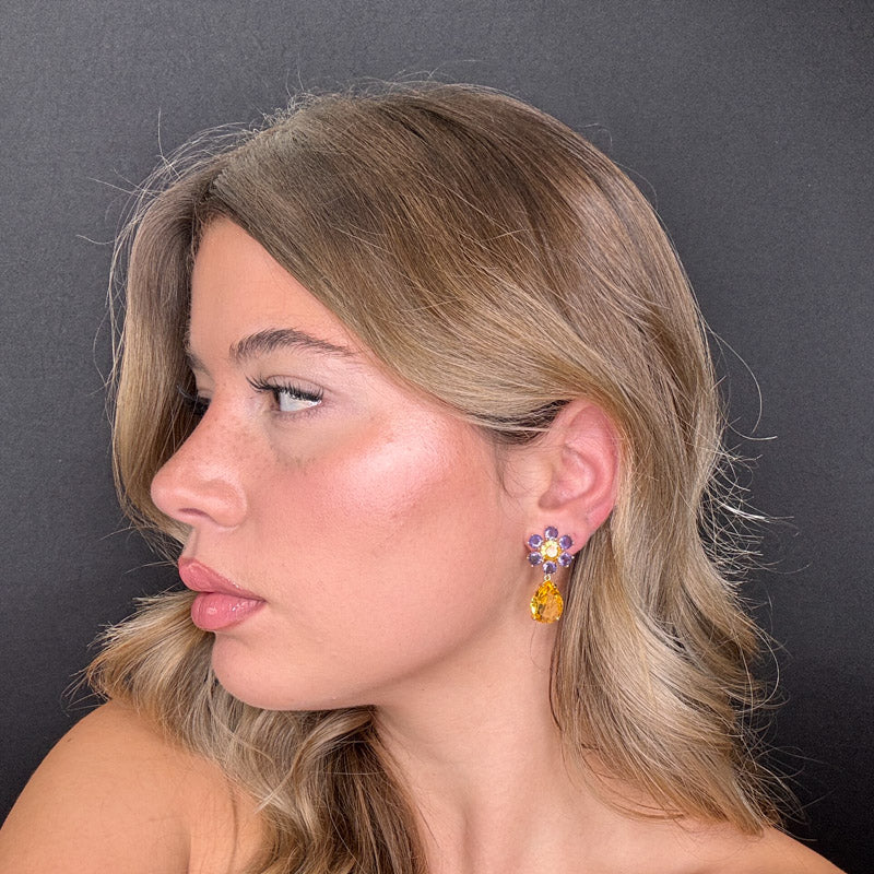 Palestro Milano Orecchini Fiorellino di Gemme Colorate