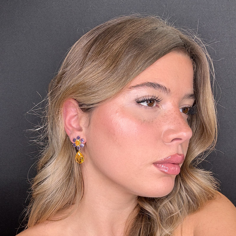 Palestro Milano Orecchini Fiorellino di Gemme Colorate