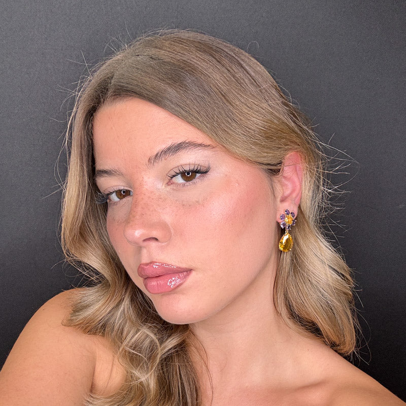 Palestro Milano Orecchini Fiorellino di Gemme Colorate