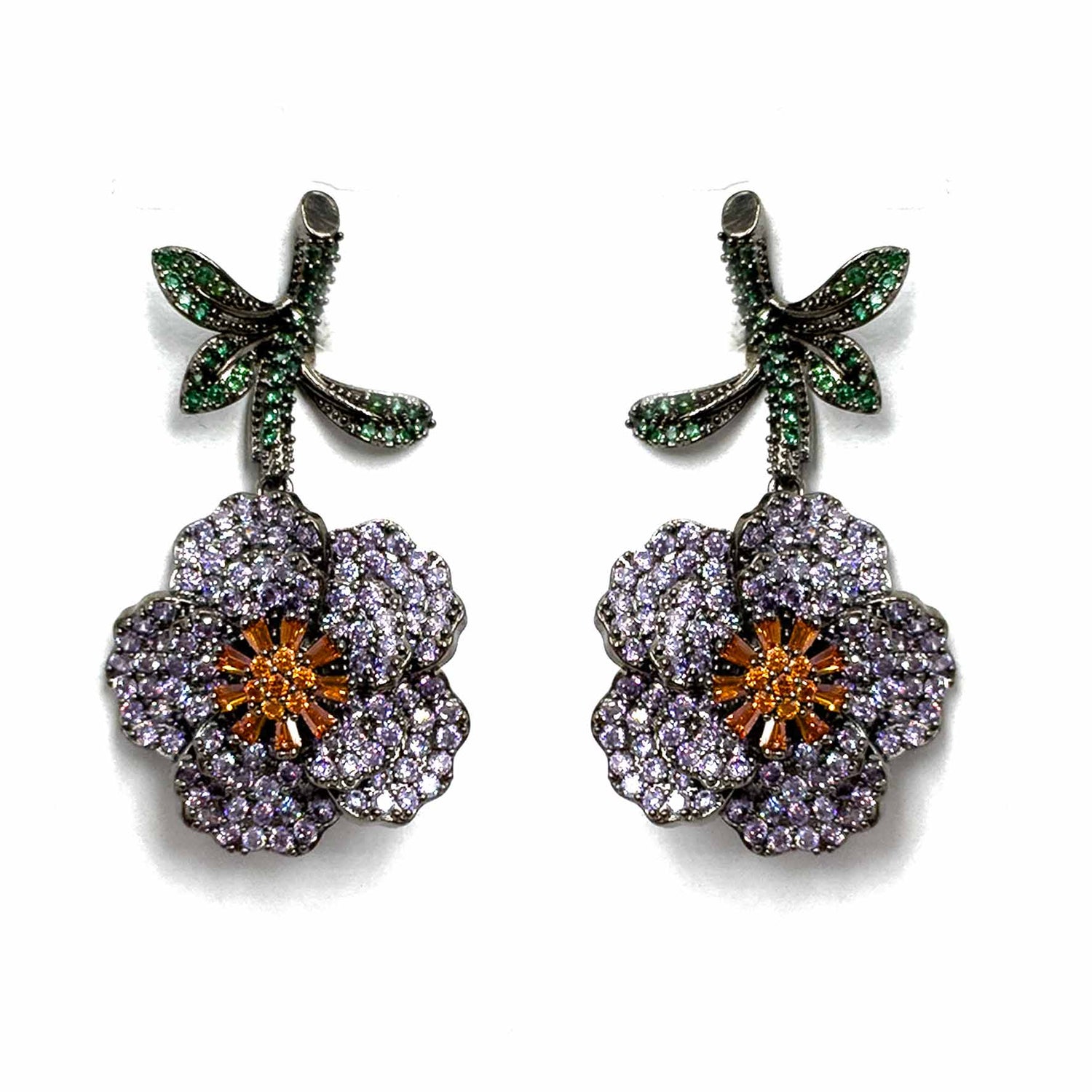 Palestro Milano Orecchini Fiori di pavè a testa in giù