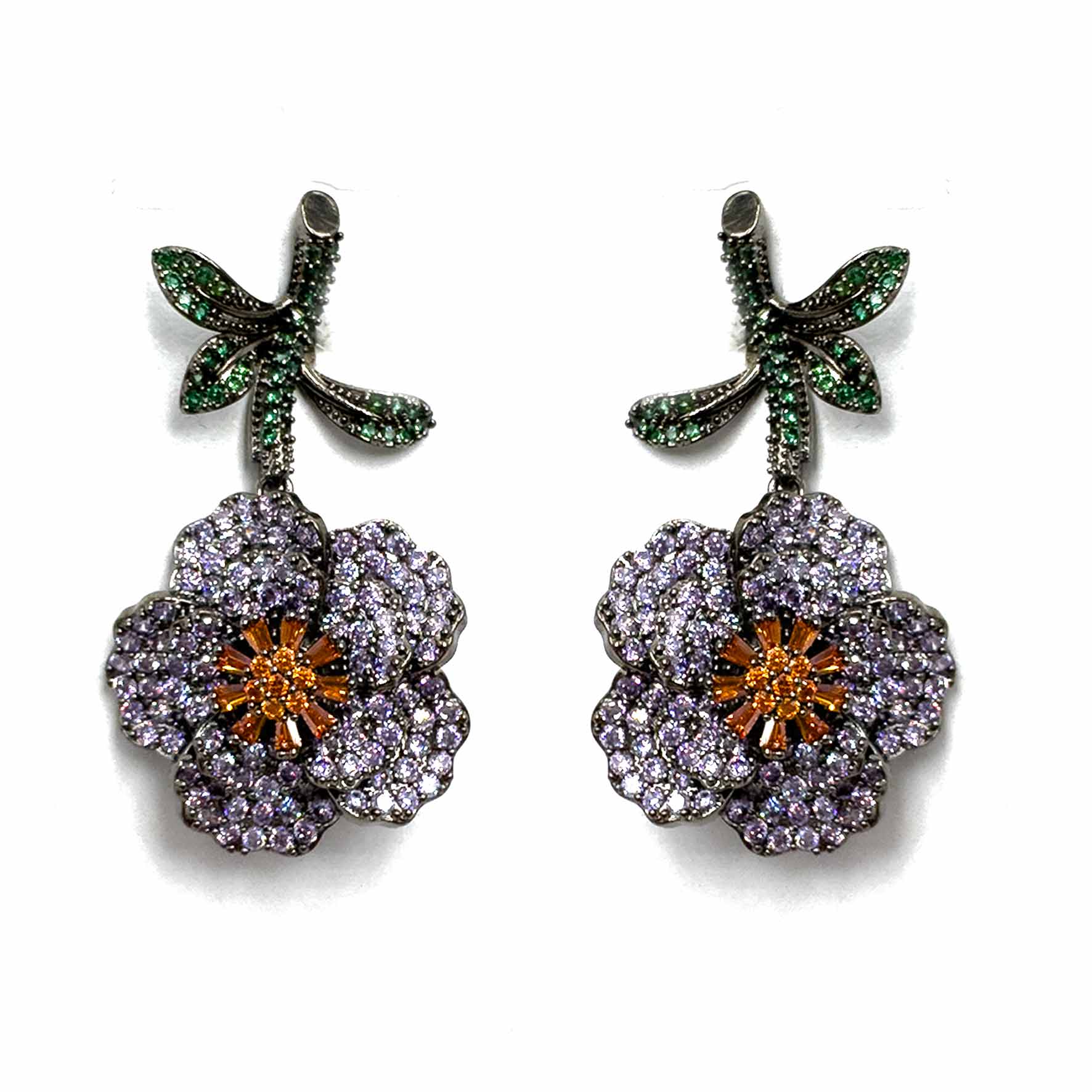 Palestro Milano Orecchini Fiori di pavè a testa in giù