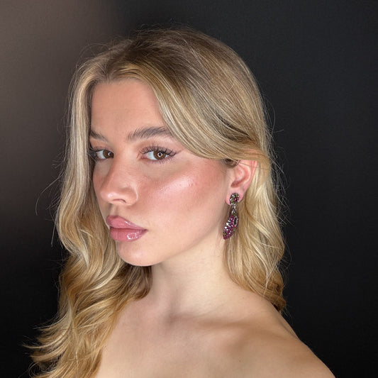 Palestro Milano Orecchini Fiori Oliva/Fucsia di pavè