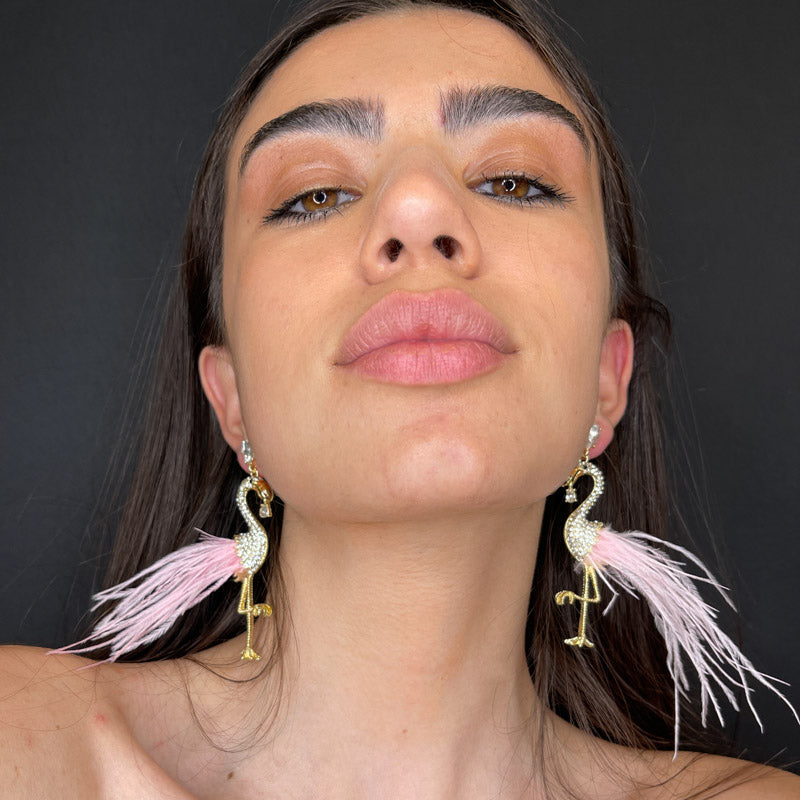 Palestro Milano Orecchini Flamingos con piume