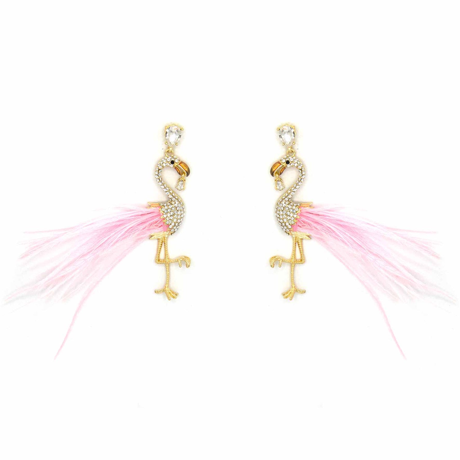 Palestro Milano Orecchini Flamingos con piume