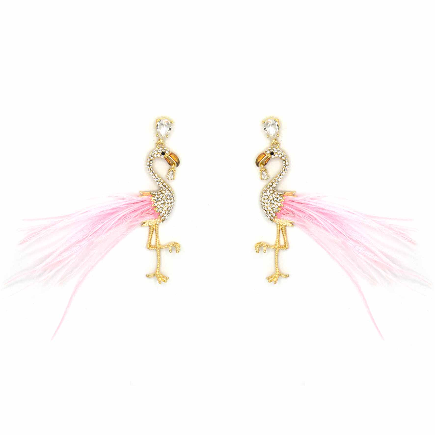 Palestro Milano Orecchini Flamingos con piume