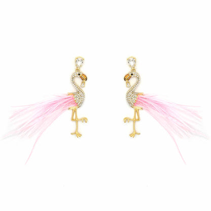 Palestro Milano Orecchini Flamingos con piume