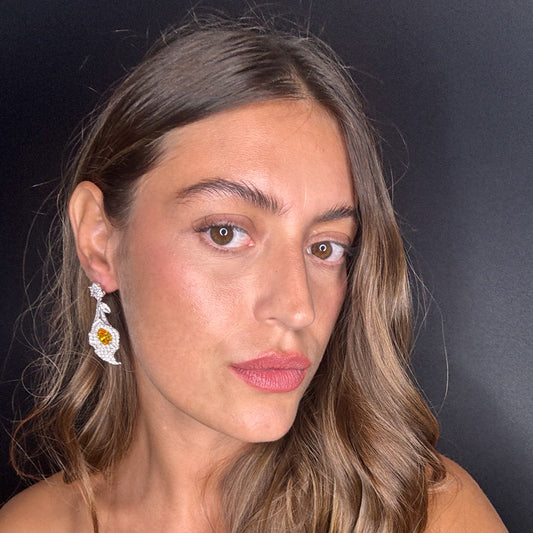 Palestro Milano Orecchini Foglia di Pavè con pietra gialla