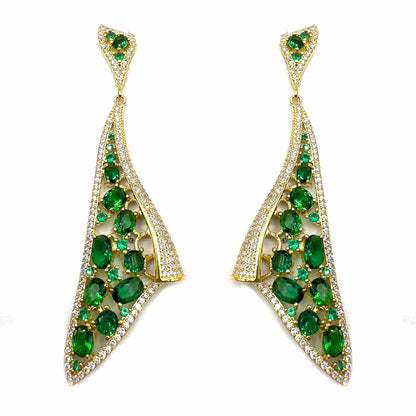 Palestro Milano Orecchini Foglie di pavè gold/verde