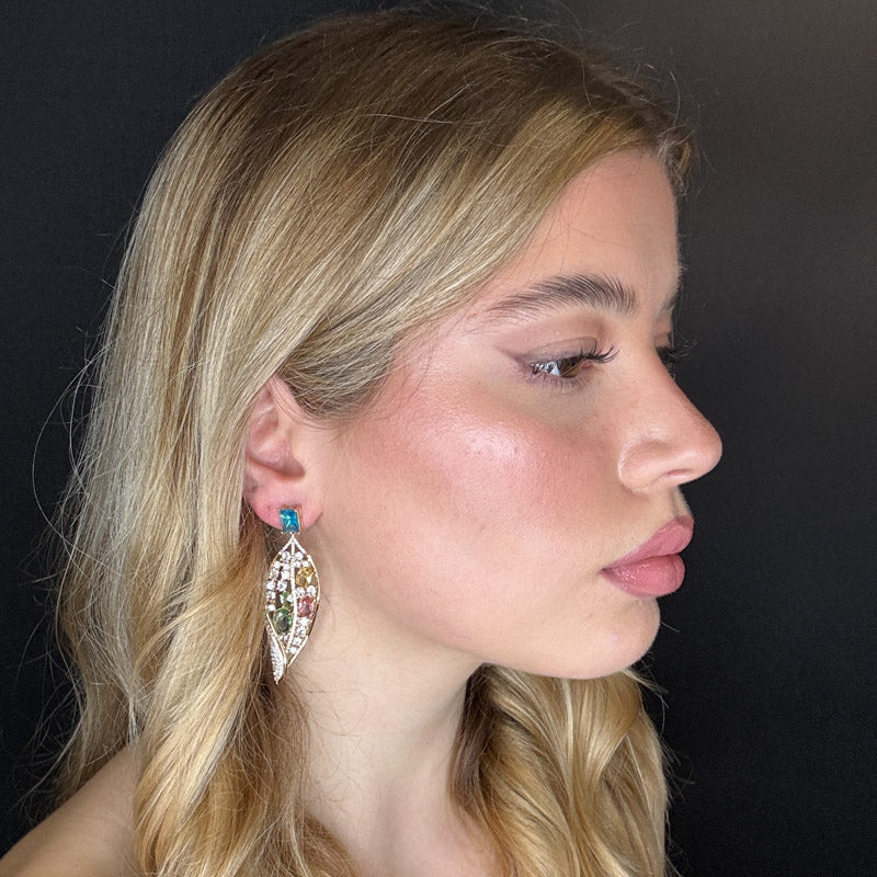 Palestro Milano Orecchini Foglie di pavè multicolor