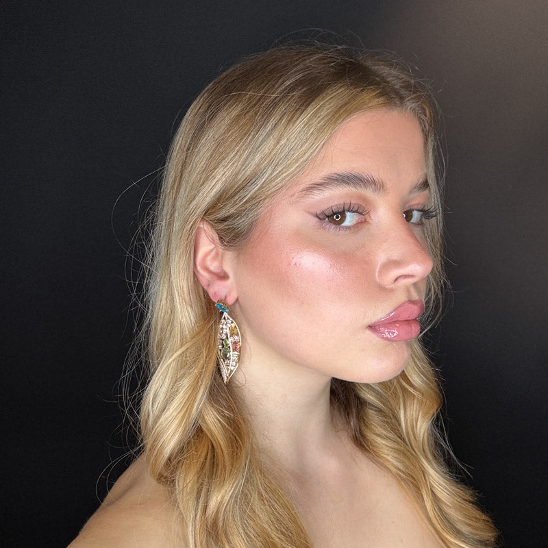 Palestro Milano Orecchini Foglie di pavè multicolor