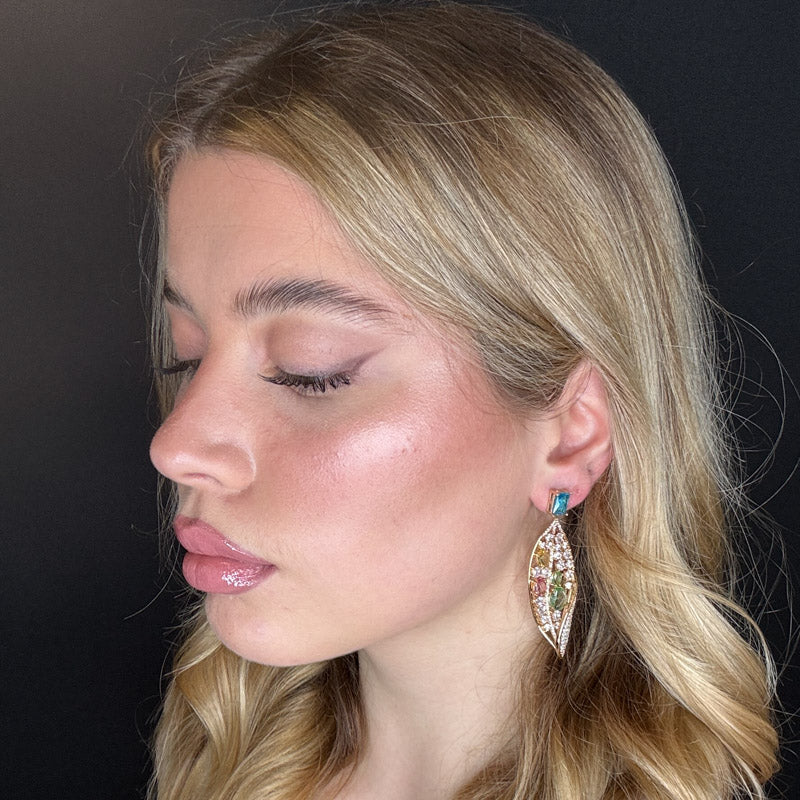 Palestro Milano Orecchini Foglie di pavè multicolor