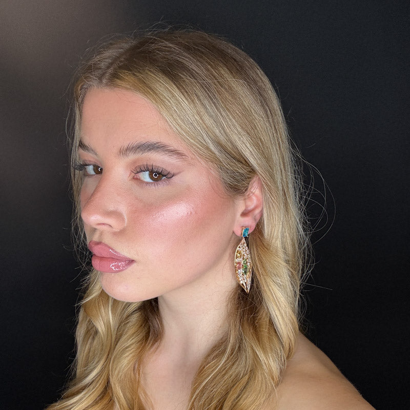 Palestro Milano Orecchini Foglie di pavè multicolor