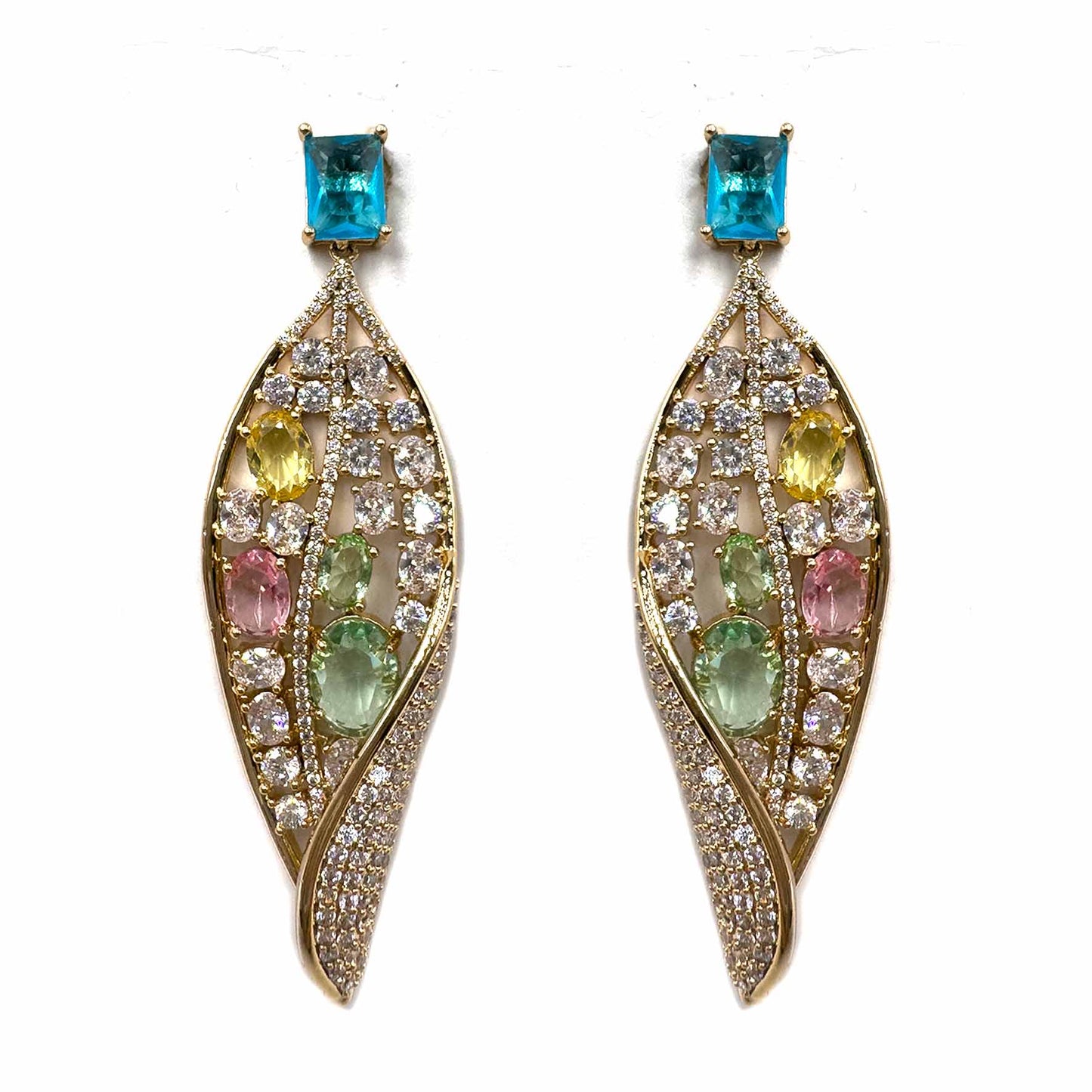 Palestro Milano Orecchini Foglie di pavè multicolor