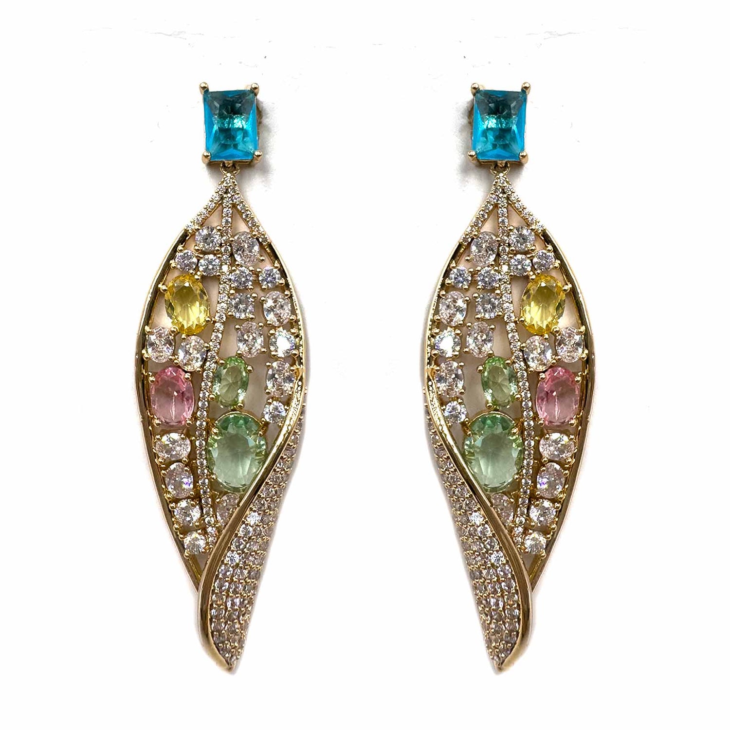 Palestro Milano Orecchini Foglie di pavè multicolor