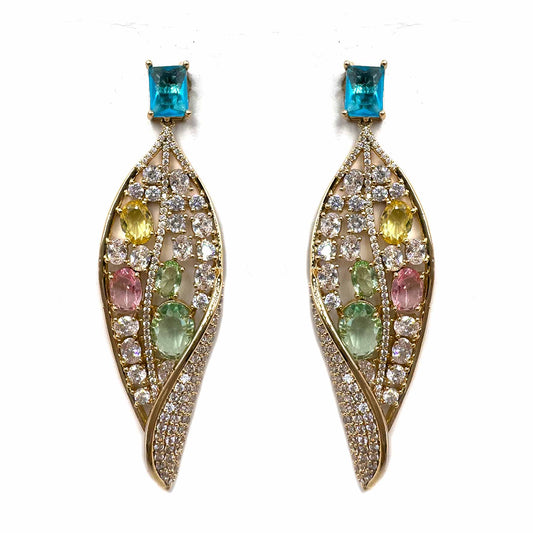 Palestro Milano Orecchini Foglie di pavè multicolor