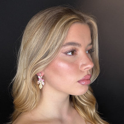 Palestro Milano Orecchini Foglie sfumature di Pavè