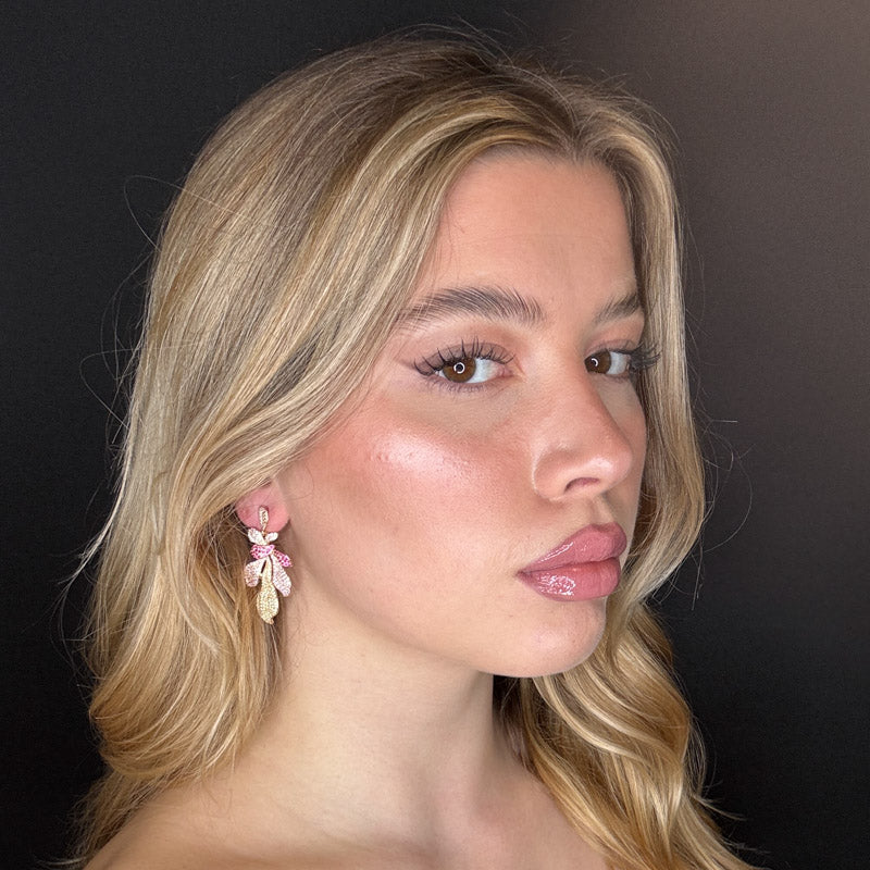 Palestro Milano Orecchini Foglie sfumature di Pavè