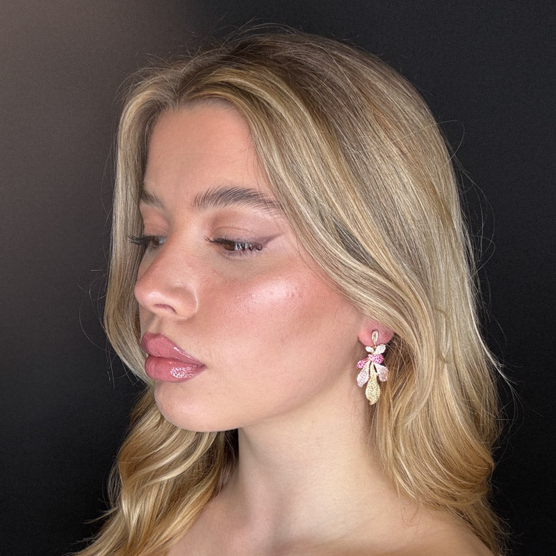 Palestro Milano Orecchini Foglie sfumature di Pavè