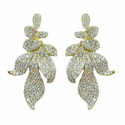 Palestro Milano Orecchini Foglie sfumature di Pavè