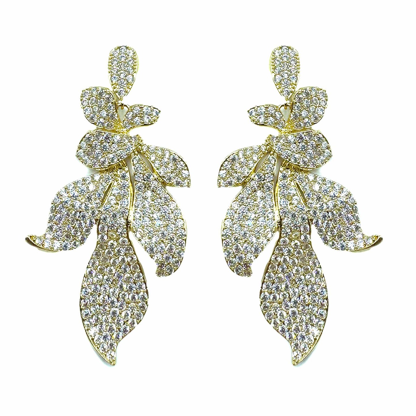 Palestro Milano Orecchini Foglie sfumature di Pavè