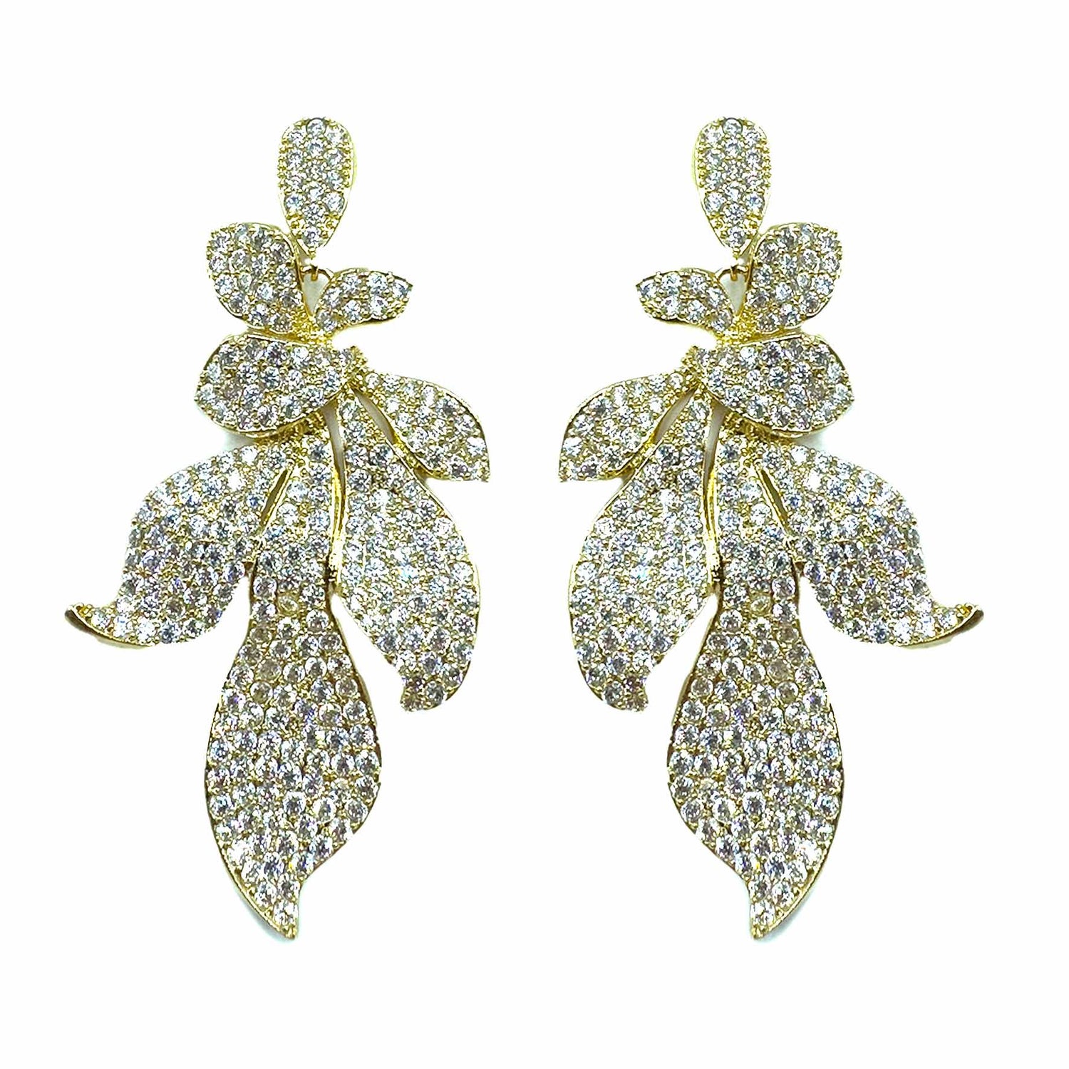 Palestro Milano Orecchini Foglie sfumature di Pavè