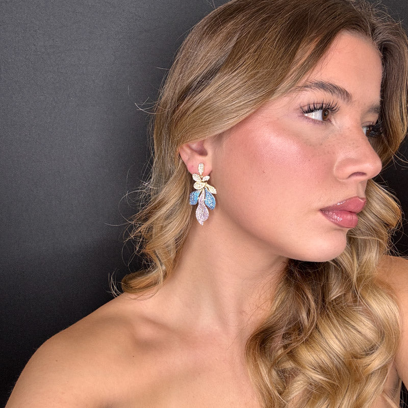 Palestro Milano Orecchini Foglie sfumature di Pavè