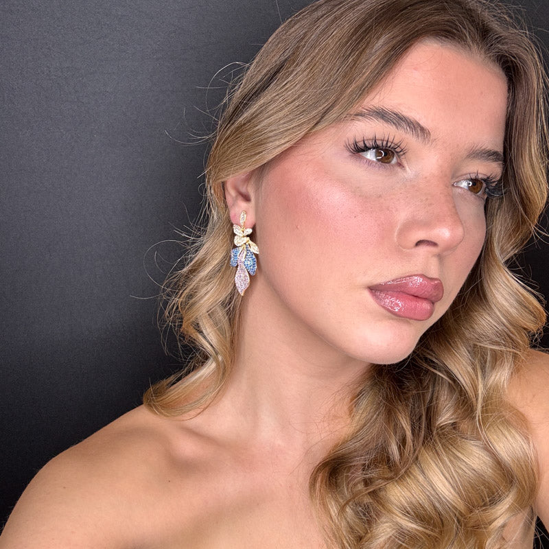 Palestro Milano Orecchini Foglie sfumature di Pavè