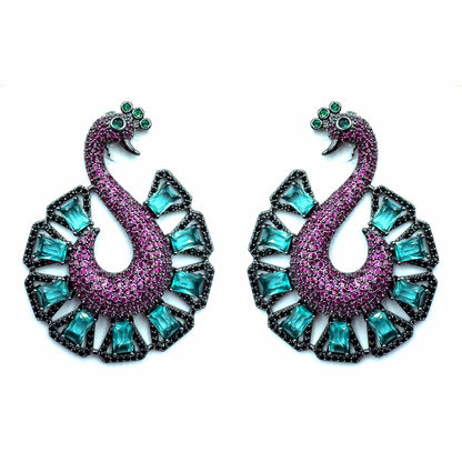 Palestro Milano Orecchini Fucsia Acqua Marina Pavoni di Pavè