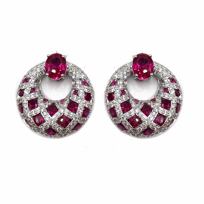 Palestro Milano Orecchini Fucsia Cerchi di pavè