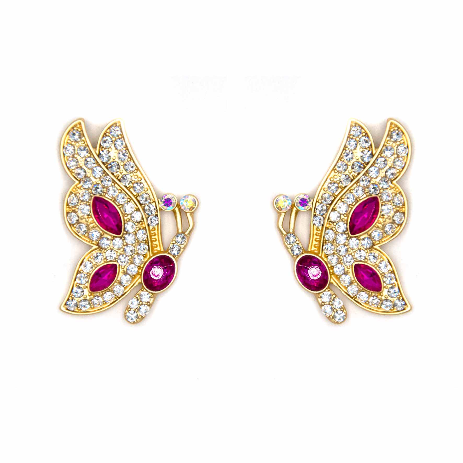 Palestro Milano Orecchini Fucsia Farfalle con Zirconi