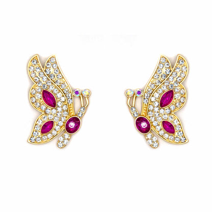 Palestro Milano Orecchini Fucsia Farfalle con Zirconi