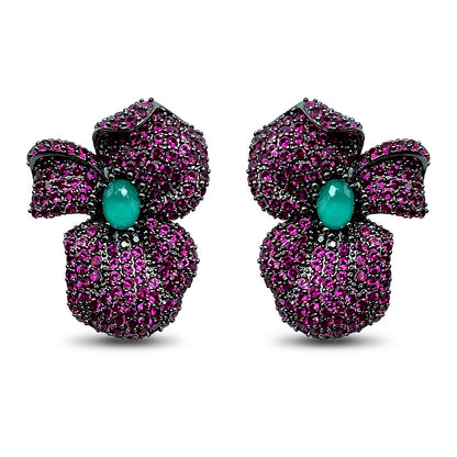 Palestro Milano Orecchini Fucsia Fiore Misterioso di Pavè