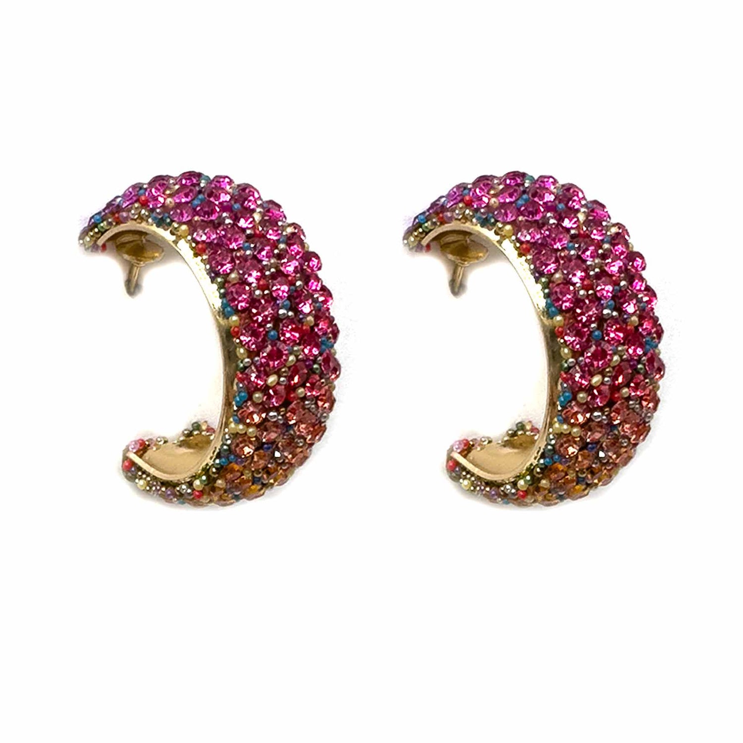 Palestro Milano Orecchini Fucsia Hoops di zirconi