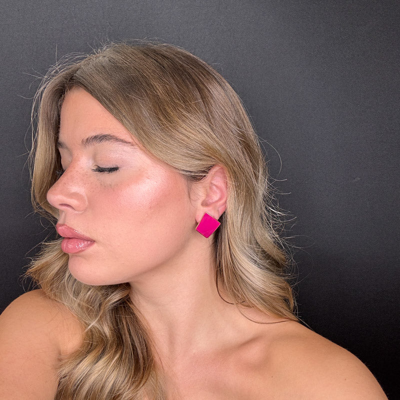 Palestro Milano Orecchini Fucsia Rombi Smaltati