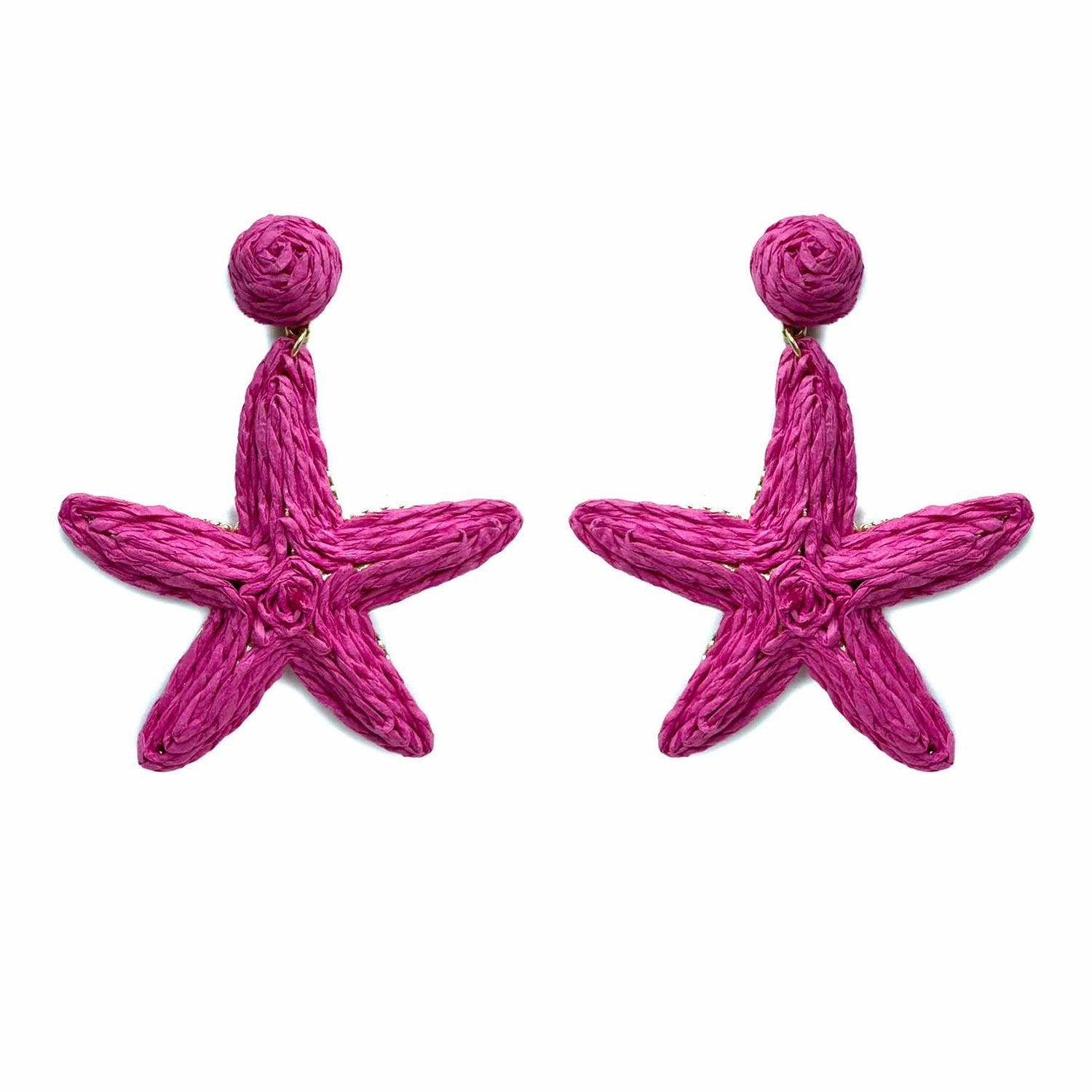 Palestro Milano Orecchini Fucsia Stelle di mare rafia