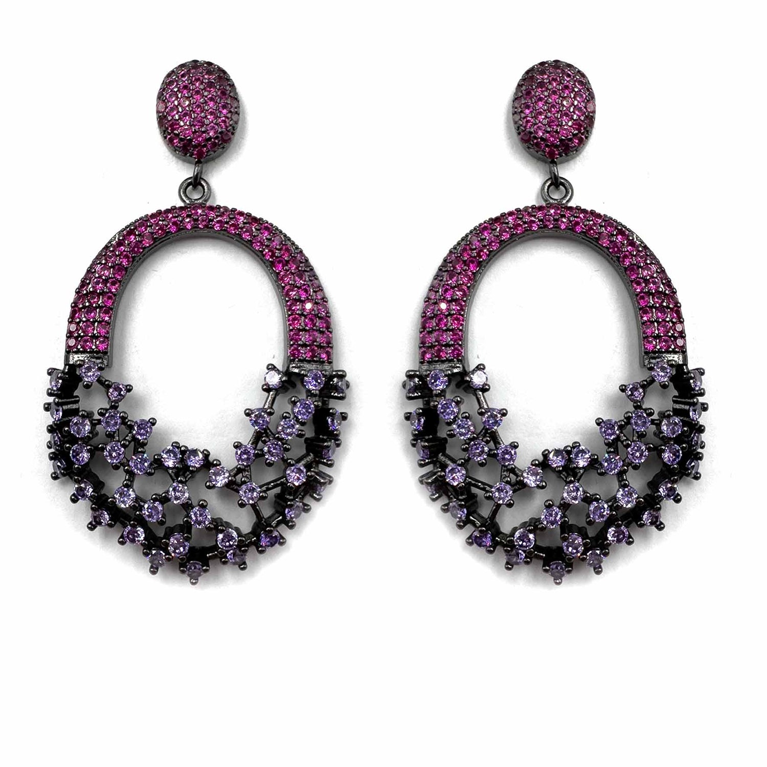 Palestro Milano Orecchini Fucsia/Viola Cestino di fiori di pavè