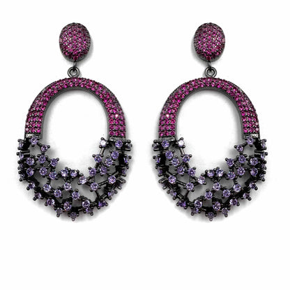 Palestro Milano Orecchini Fucsia/Viola Cestino di fiori di pavè