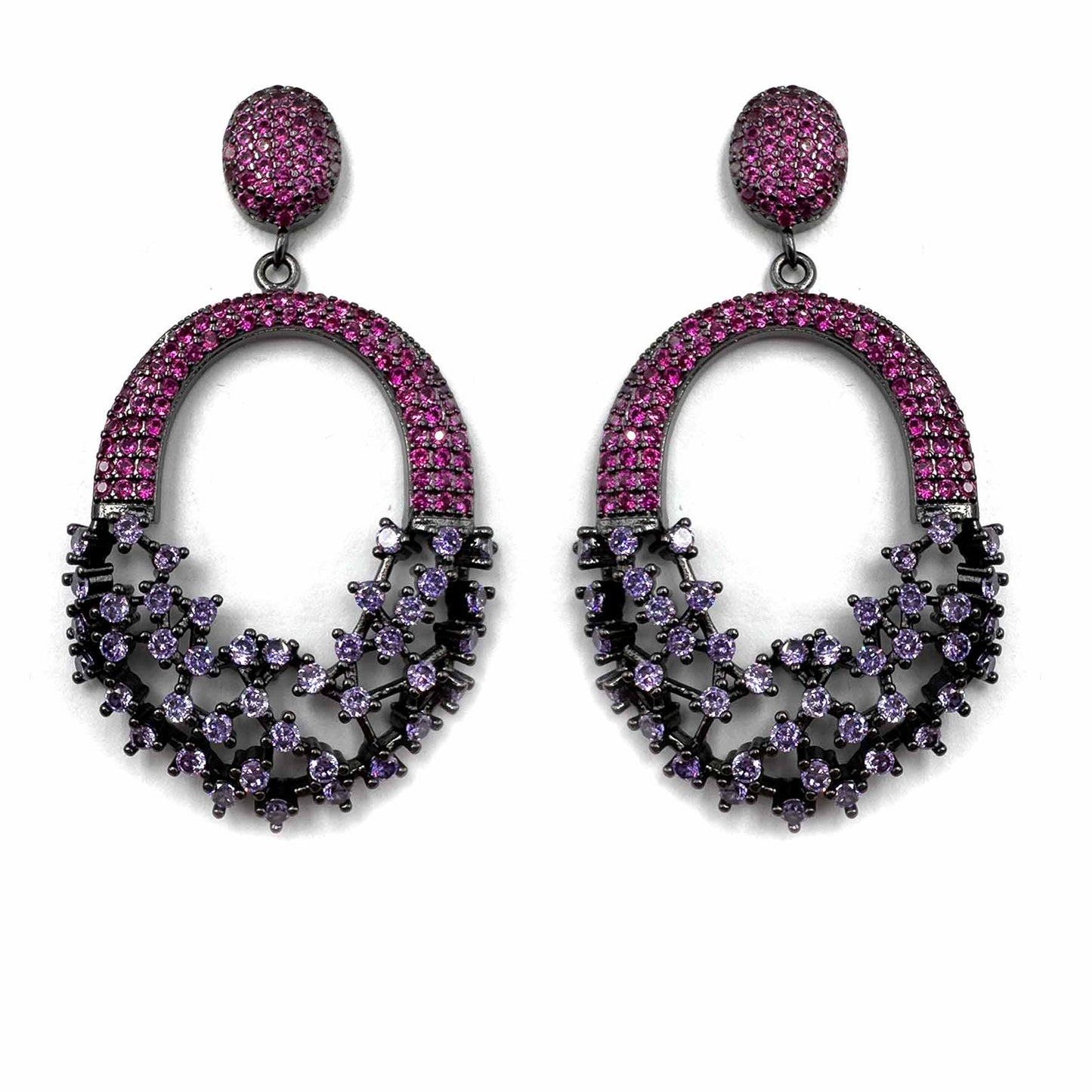 Palestro Milano Orecchini Fucsia/Viola Cestino di fiori di pavè