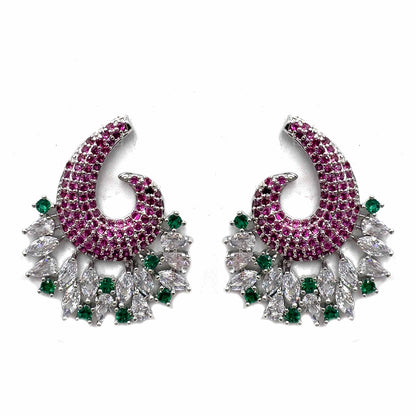 Palestro Milano Orecchini Fucsia Virgola di pavè con cristalli