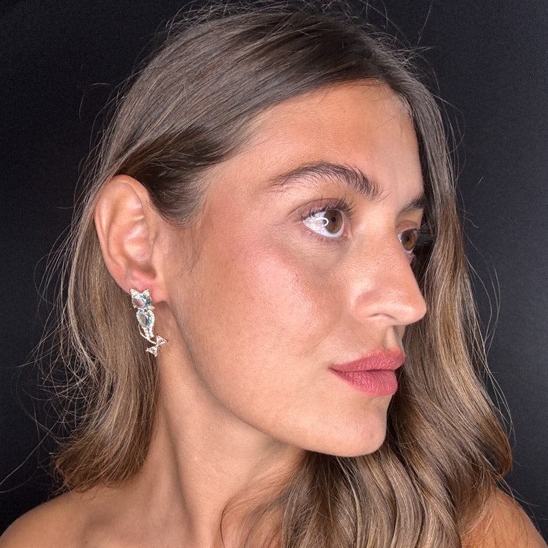 Palestro Milano Orecchini Gattini con fiocchetti di Cristallo