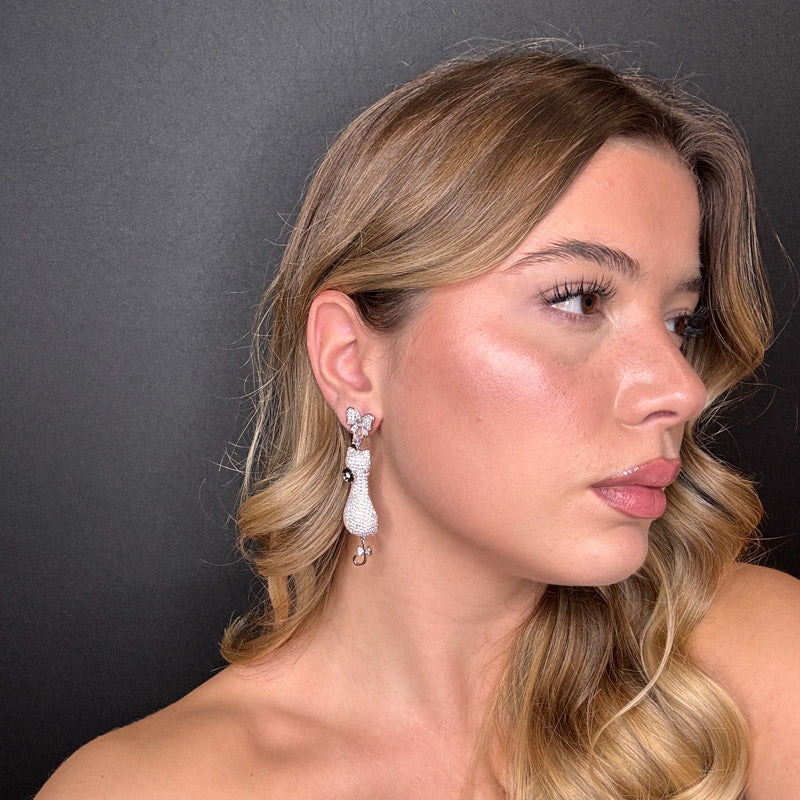 Palestro Milano Orecchini Gattino con Camelia nera