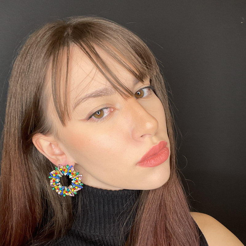 Palestro Milano Orecchini Ghirlanda Natalizia Multicolor