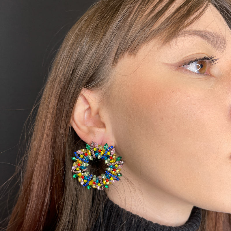 Palestro Milano Orecchini Ghirlanda Natalizia Multicolor