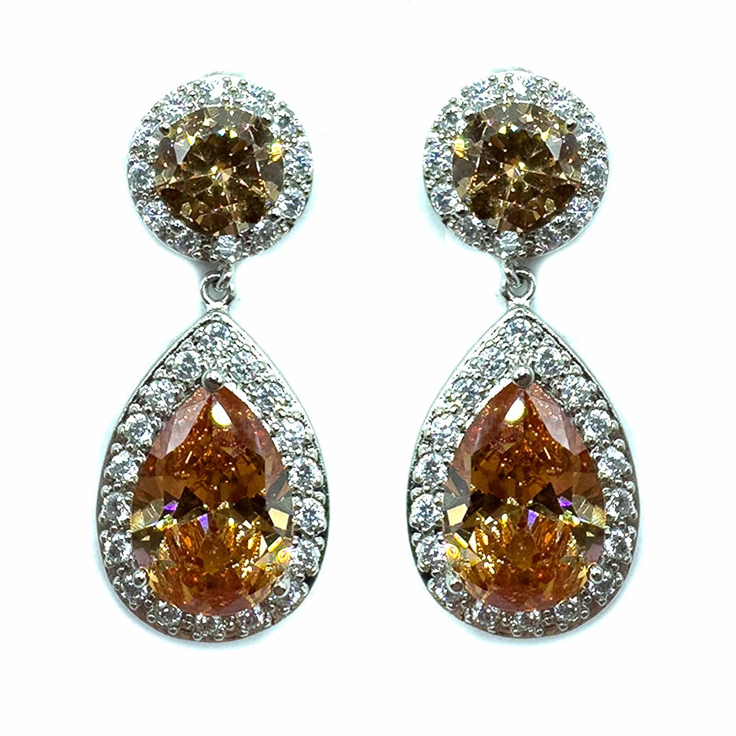 Palestro Milano Orecchini Giallo Ambra Goccia di Cristallo&amp;Zirconi