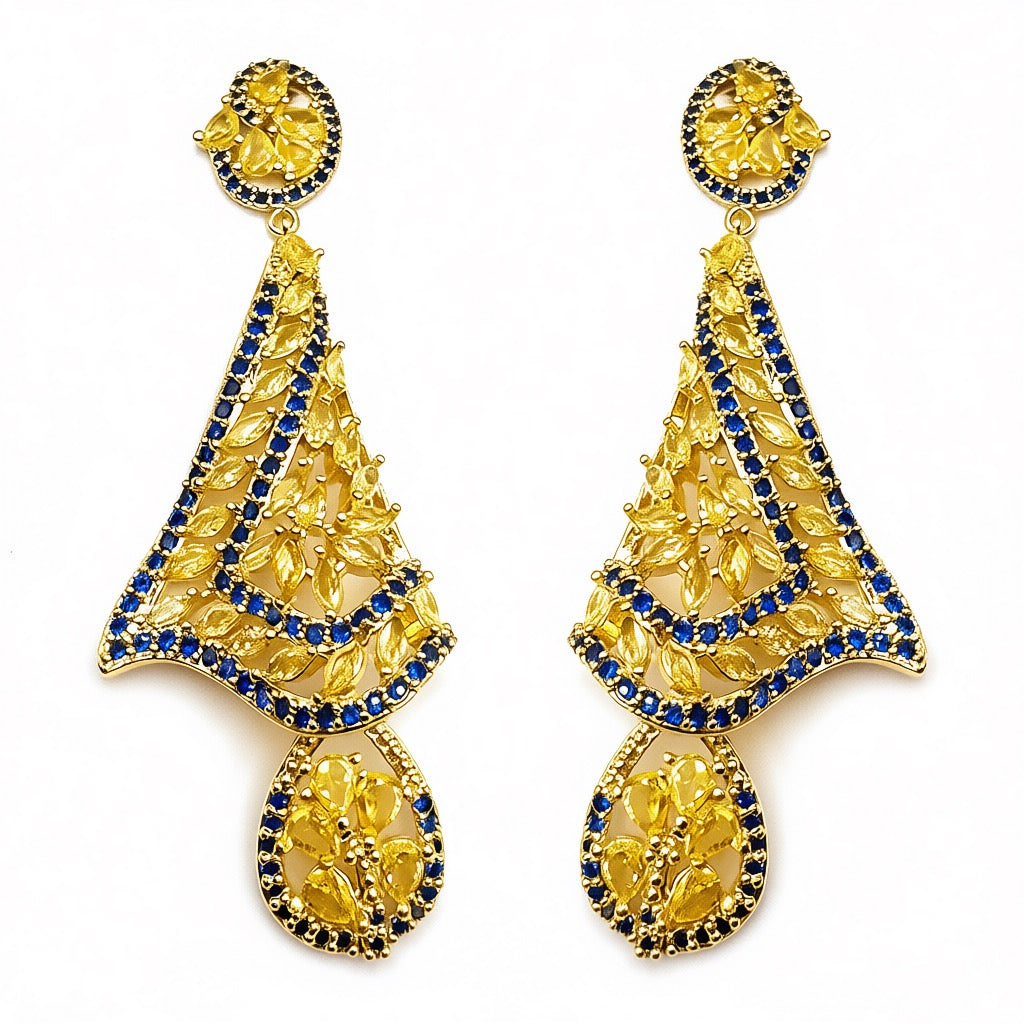 Palestro Milano Orecchini Giallo Blu Velo di Pavè