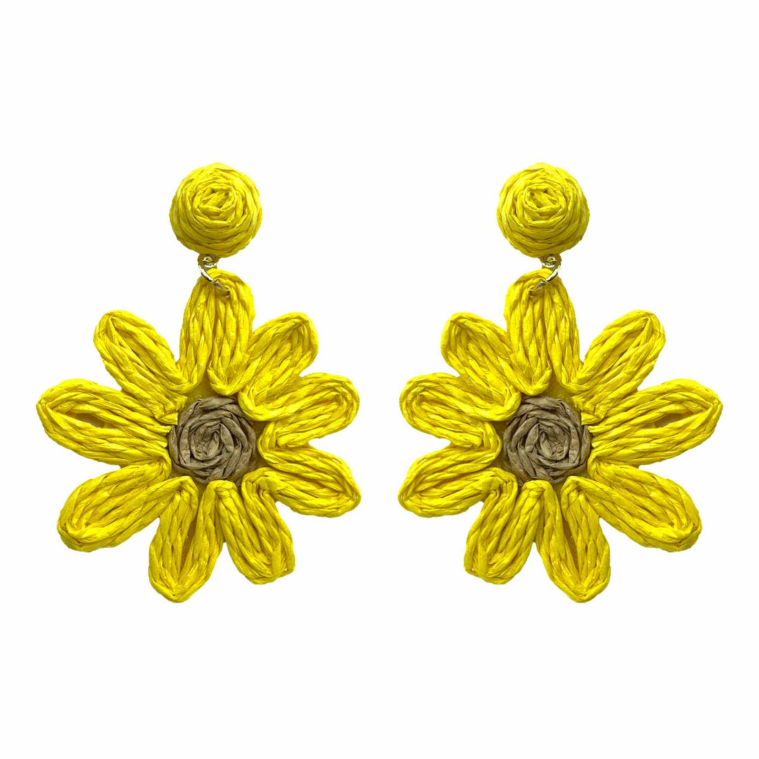Palestro Milano Orecchini Giallo Margherite colorate in rafia