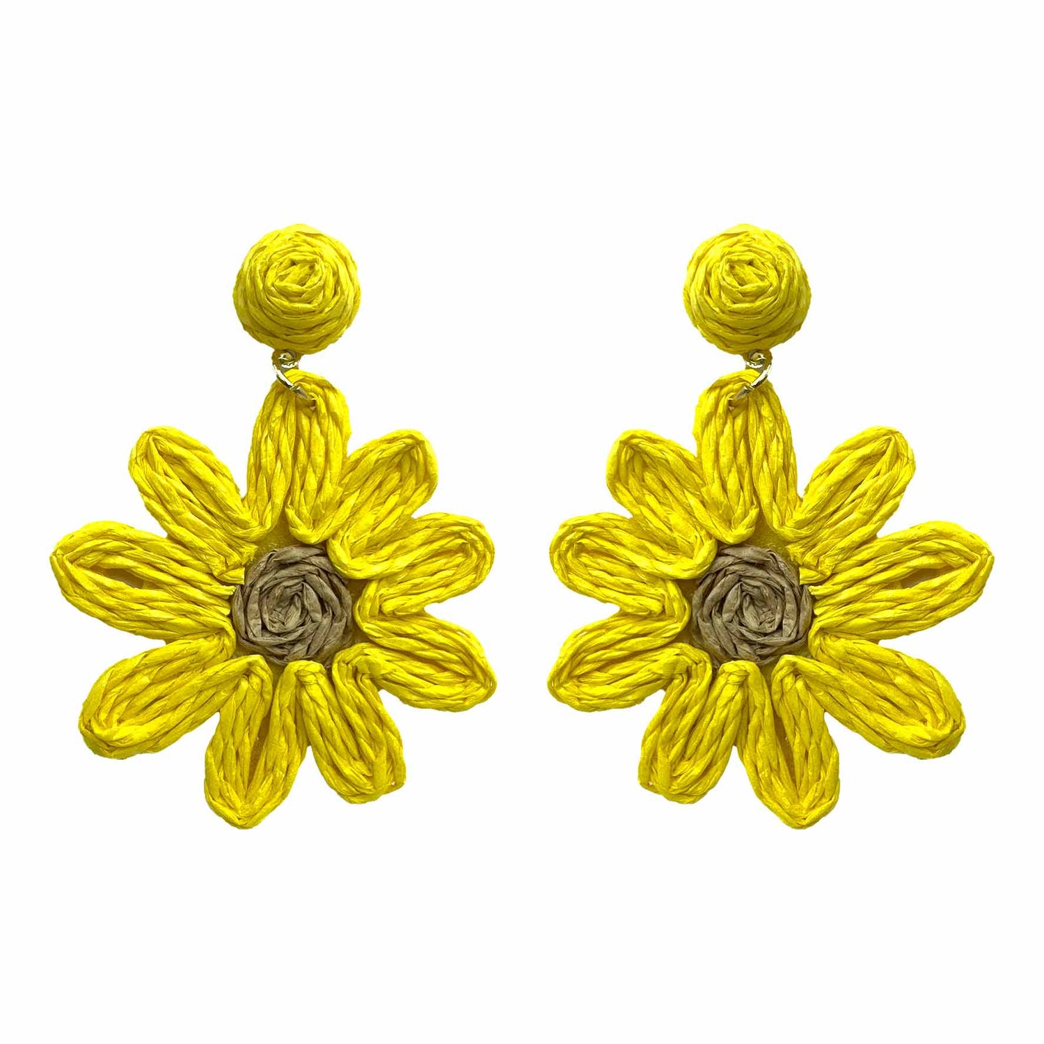 Palestro Milano Orecchini Giallo Margherite colorate in rafia