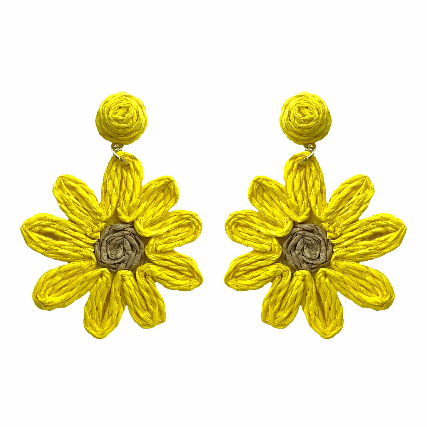 Palestro Milano Orecchini Giallo Margherite colorate in rafia