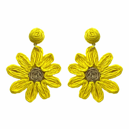 Palestro Milano Orecchini Giallo Margherite colorate in rafia