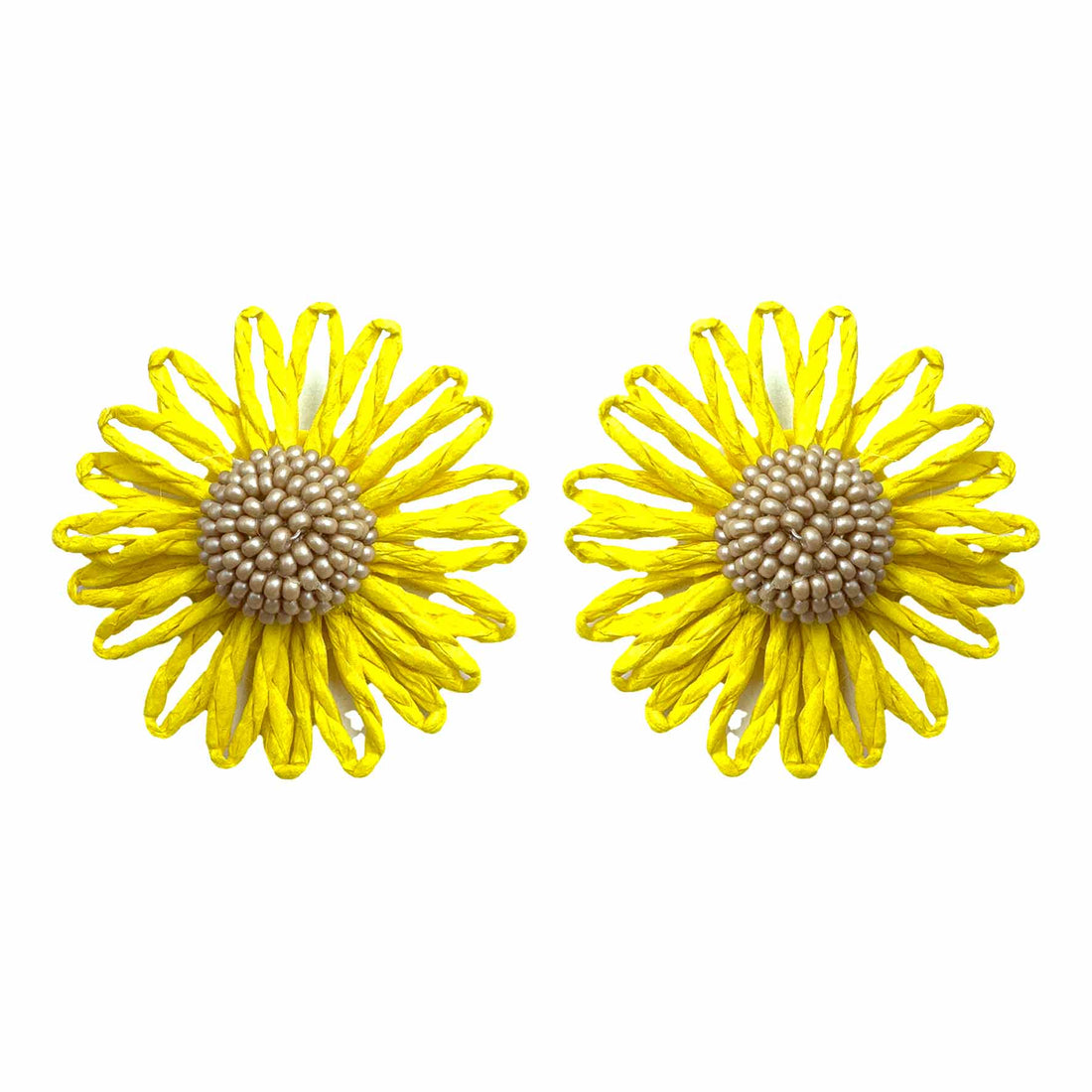 Palestro Milano Orecchini Giallo Margherite colorate in rafia - classic edition